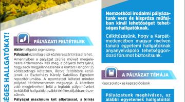 Idén is várja a tehetséges hallgatók jelentkezését a Kortárs Hangon Nemzetközi Irodalmi Pályázat